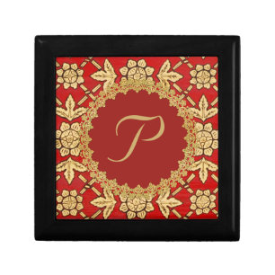 Red and Gold Ornate Monogram Gift Box