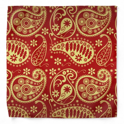 Red and Gold Paisley Bandana