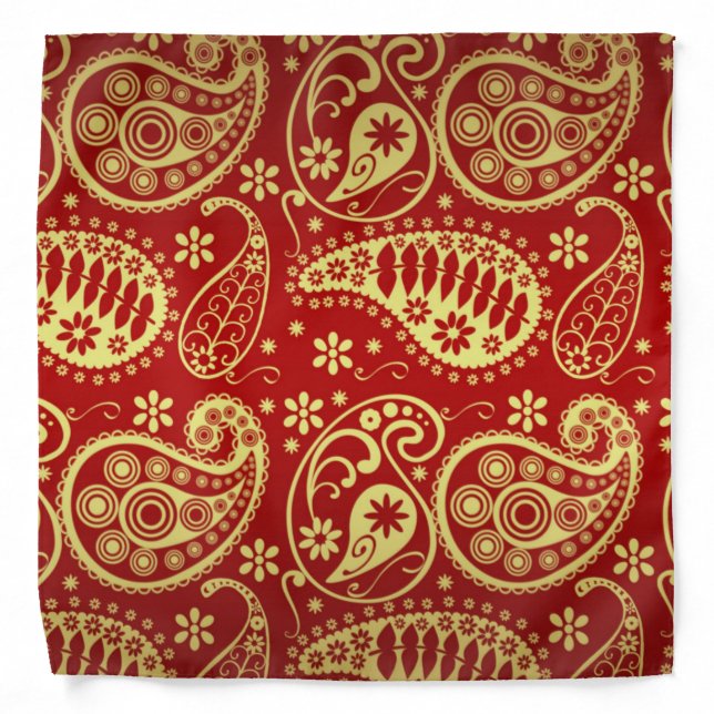 Red and Gold Paisley Bandana (Front)