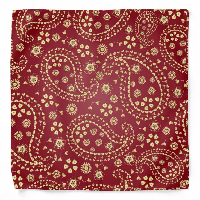 Red and Gold Paisley | Country Print Bandana (Front)