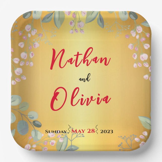 Red and Gold Paper Plates (Front)
