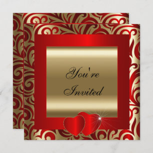 Red and Gold Party Celebration Invitation