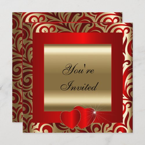 Red and Gold Party Celebration  Invitation