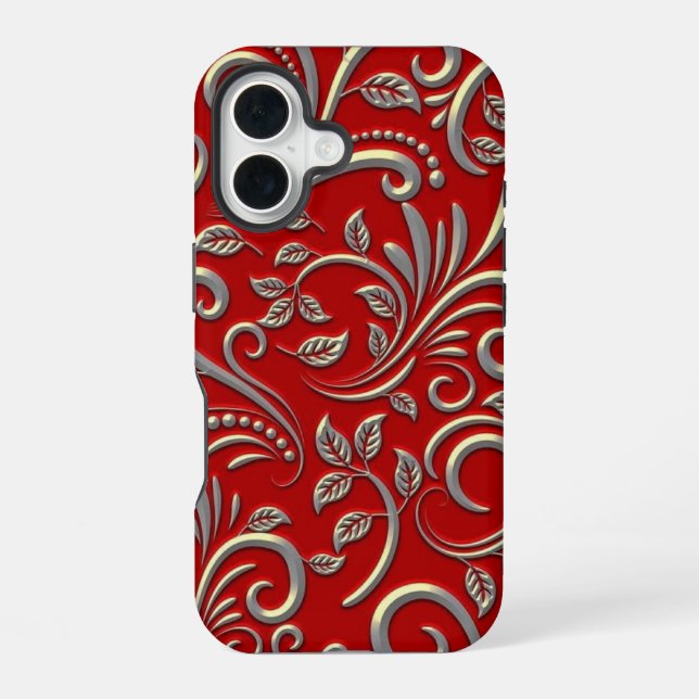 Red and gold pattern  iPhone case (Back)