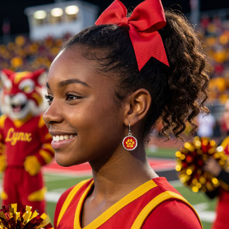 Red and Gold Paw Print Custom Jersey Number Earrings