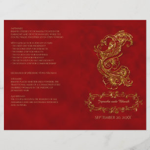 Red and Gold Peacock Hindu Wedding Program