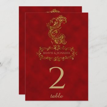 Red And Gold Peacock Indian Table Number by NoteableExpressions at Zazzle