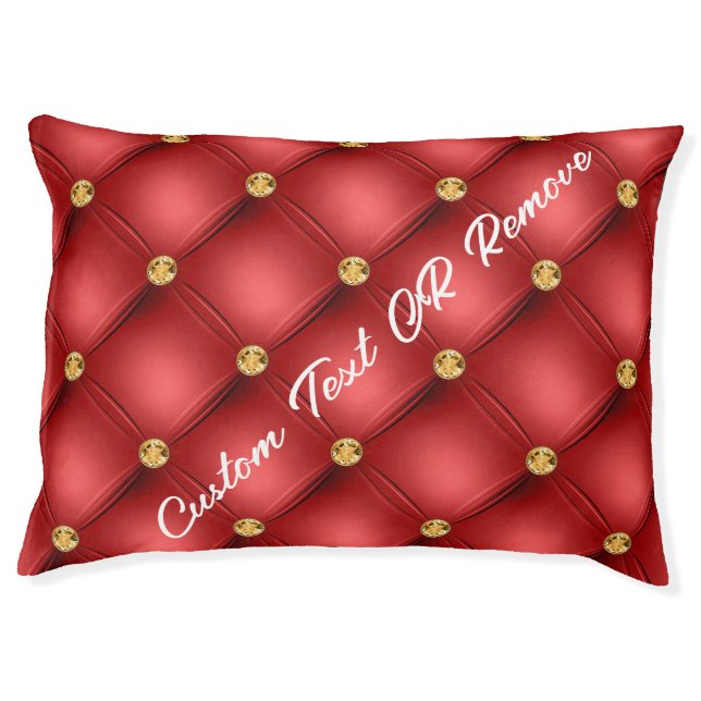 Red and Gold Pet Bed with Custom Text (Front)