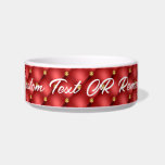 Red and Gold Pet Bowl with Custom Text<br><div class="desc">Pet Bowls with Golden Diamond Tufted Leather Custom Text Name Red Gold Personalized Gift - Choose / Add Your Favorite Text - Name OR Remove text - Make Your Special Bowl Gift - Resize and move or remove and add text / elements with Customization tool. Choose your favorite Font /...</div>