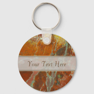 Red and Gold Petrified Wood Keychain