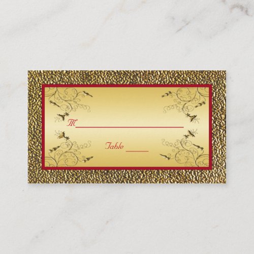 Red and Gold Placecards Business Card Templates