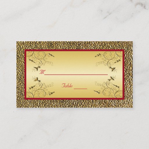 Customizable Red and Gold Placecards Business Card Templates