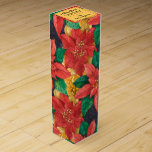Red and Gold Poinsettias Christmas Wine Box<br><div class="desc">Red and gold poinsettias and leaves surround these WINE GIFT BOX - perfect to wrap your party favors,  business gifts,  corporate gifts and more. MATCHING tissue paper and more created for you in our store.</div>