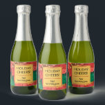 Red and Gold Poinsettias Holiday Christmas Mini Sparkling Wine Label<br><div class="desc">Red and gold poinsettias and leaves, your greeting and personalization in chic lettering, these mini sparkling wine bottle labels are perfect to put on your bottles to serve at your Christmas dinner party or to give as gifts. Change the fonts, font colors, block frame colors, too. All liquor bottle labels...</div>
