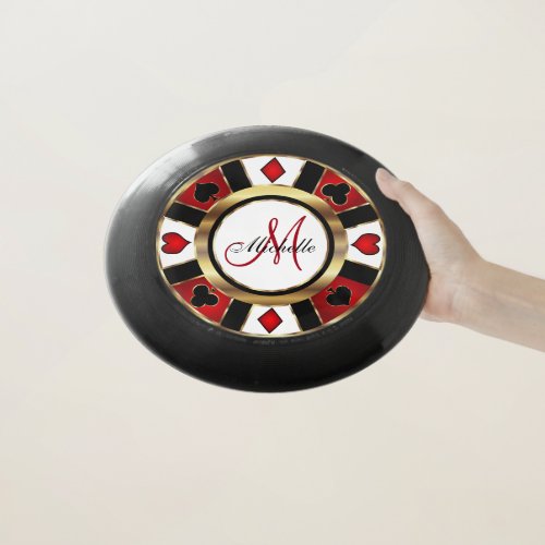 Red and Gold Poker Chip Design _ Monogram Wham_O Frisbee