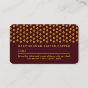 Red and Gold Polka Dot , Diaper Raffle Ticket Enclosure Card