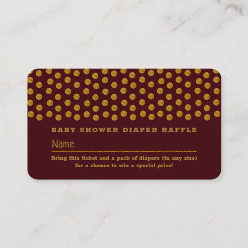 Red and Gold Polka Dot  Diaper Raffle Ticket Enclosure Card