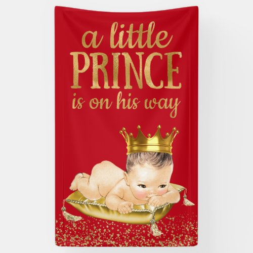 Red and Gold Prince Baby Shower Banner