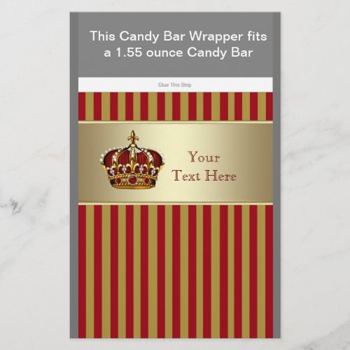 Red and Gold Prince Baby Shower Candy Bar Wrapper