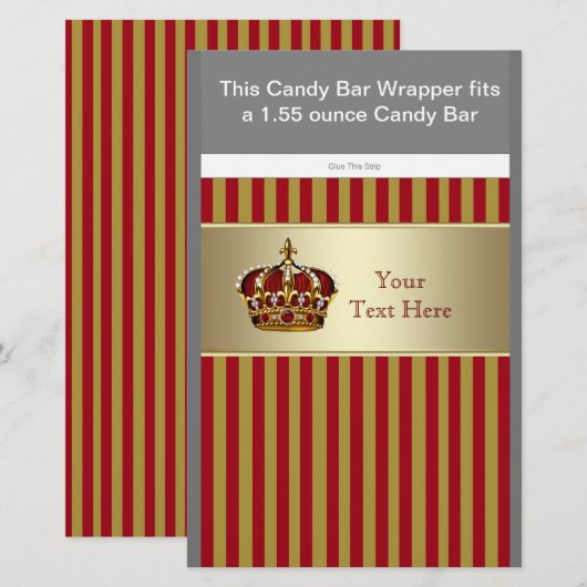 Red and Gold Prince Baby Shower Candy Bar Wrapper (Front/Back)