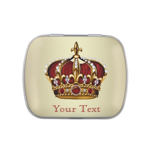 Red and Gold Prince Baby Shower Candy Candy Tin (Top)