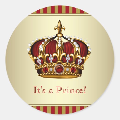 Red and Gold Prince Baby Shower Stickers