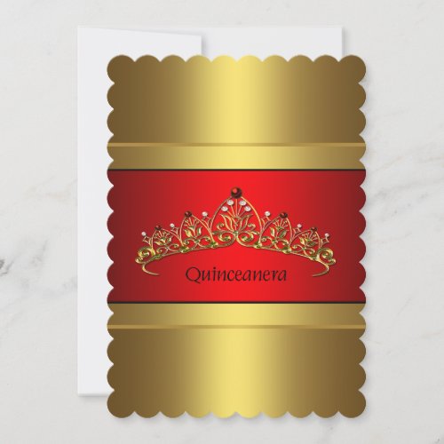 Quinceanera Gold Tiara 15th Birthday Invitation