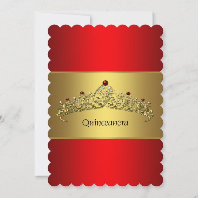 Red and Gold Quinceanera Invitation (Front)