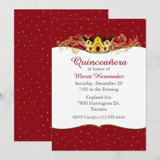 Red and Gold Quinceañera Invitation