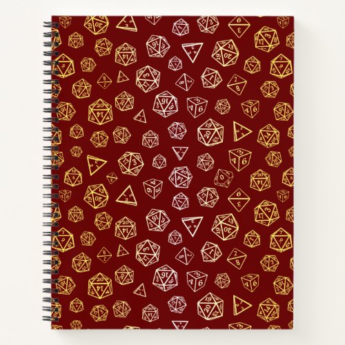 Red and gold roleplaying dice d20 gamer notebook