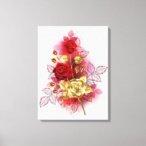 Red And Gold Roses  Canvas Print