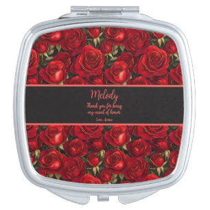 Red and Gold Roses Compact Mirror