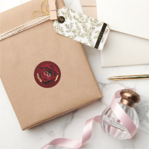  Red and Gold Roses Wedding Classic Round Sticker