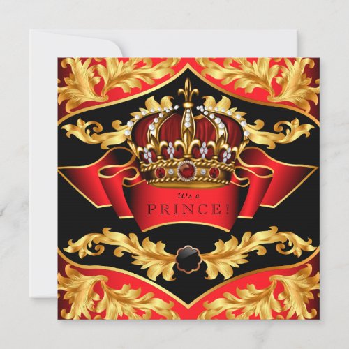 Red and Gold Royal Baby Shower Invitation