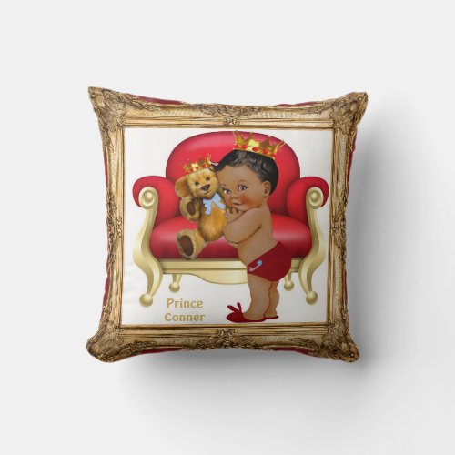 Red and Gold Royal Prince Custom Throw Pillow