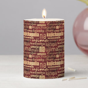  Red and Gold Seven Principles Pillar Candle