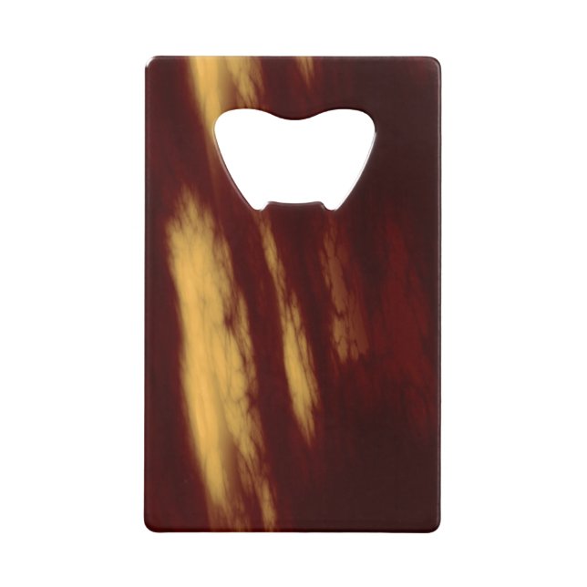 Red and Gold Smears Abstract Credit Card Bottle Opener (Front)
