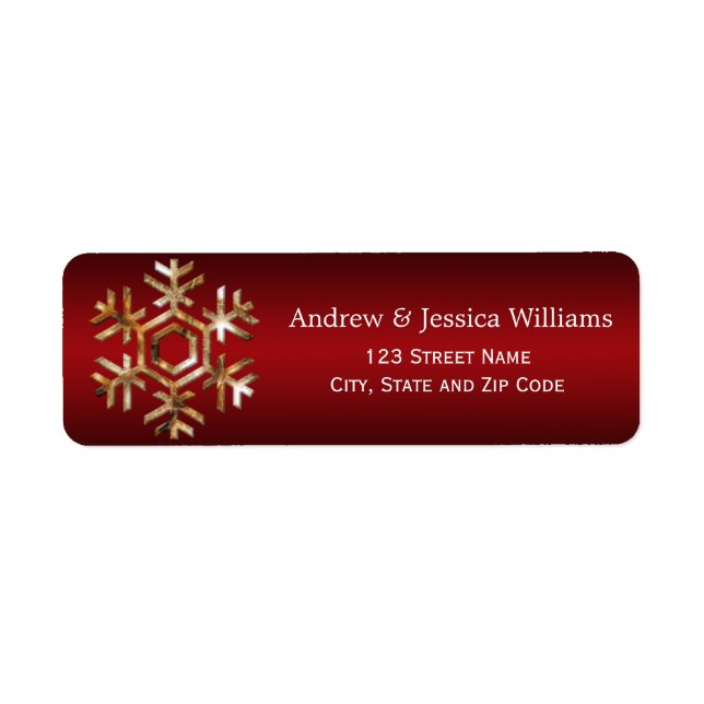 Red and Gold Snowflake Address Labels (Front)