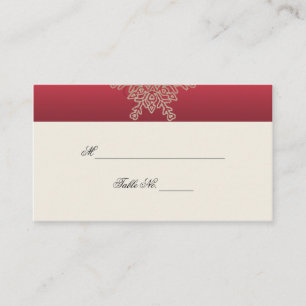 Red and Gold Snowflake Wedding Place Cards