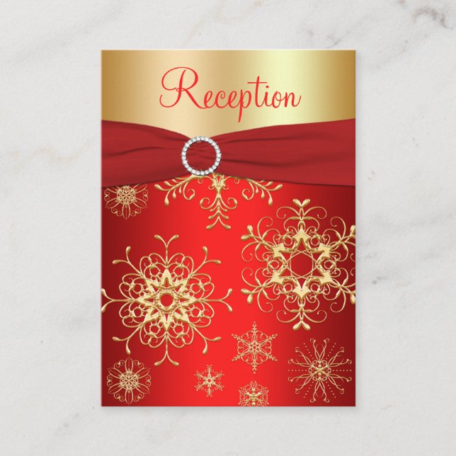 Red and Gold Snowflakes Enclosure Card (Front)