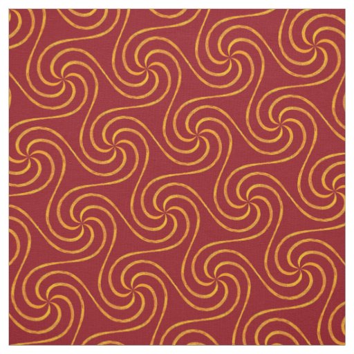 Red and Gold Spirals Christmas Pattern Elegant Fabric