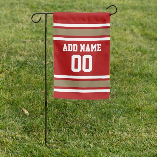 Red and Gold Sports Jersey Custom Name Number Garden Flag