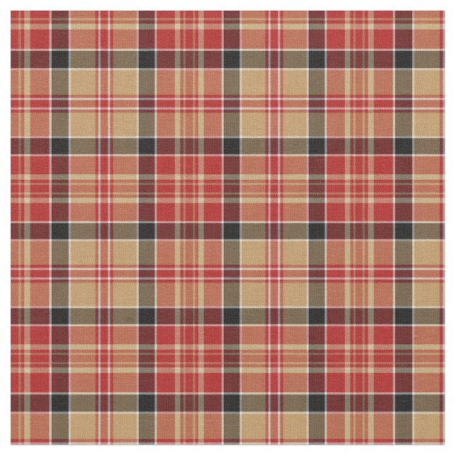 Red and Gold Sporty Plaid Fabric (Close Up)