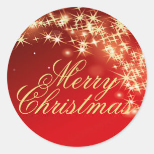 Red and Gold Star Merry Christmas Envelope Seal