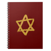 Red and Gold Star of David Notebook
