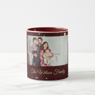 Red and Gold Starry Night  Photo Christmas Mug