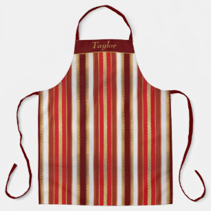 Red and Gold Stripe Personalized Apron