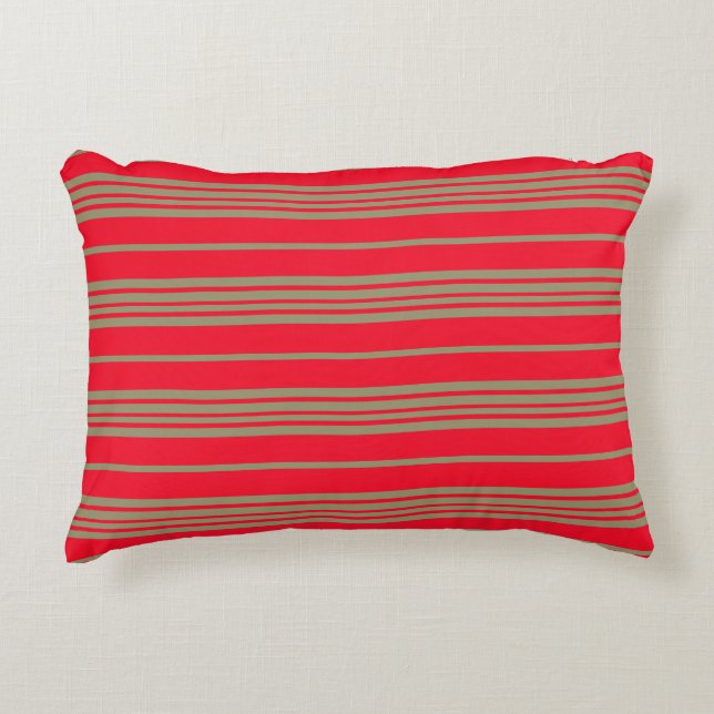 Red and Gold Stripes Accent Pillow (Front)