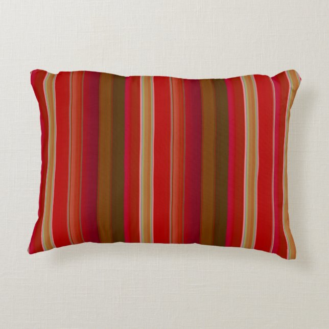 Red and Gold Stripes Accent Pillow (Back)