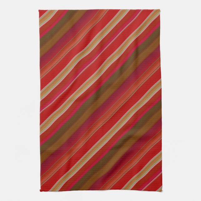 Red and Gold Stripes Kitchen Towel (Vertical)